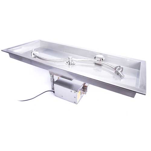 HPC Fire FPPK Push Button Flame Sensing Gas Fire Pit Kit with Rectangular Bowl Pan