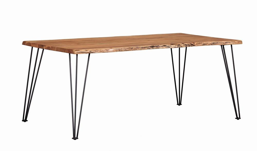 Sherman Modern Rectangular Dining Table with Natural Acacia and Matte Black Legs