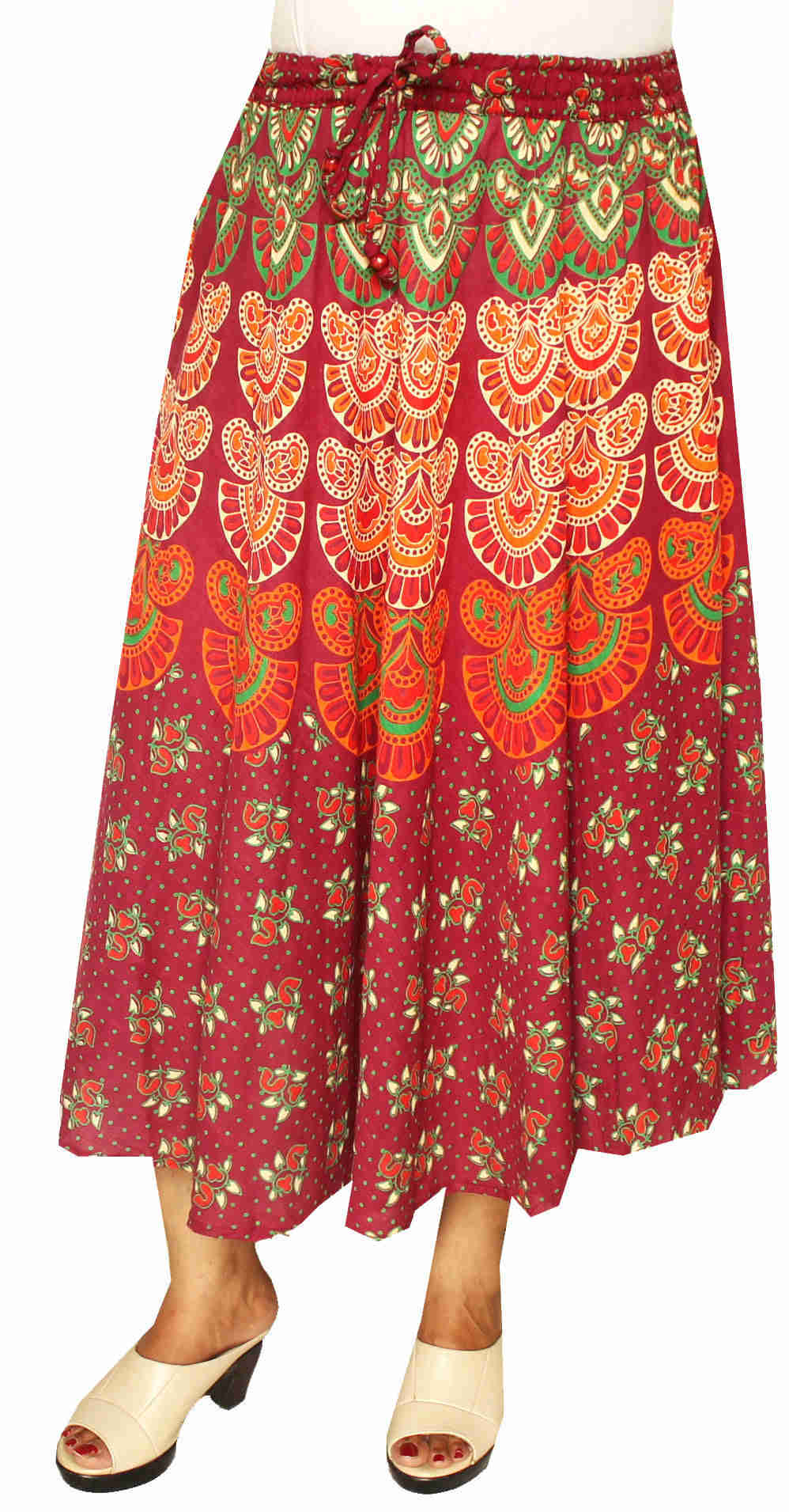 Elegant Hand-Block Printed Cotton Women's Long Skirt