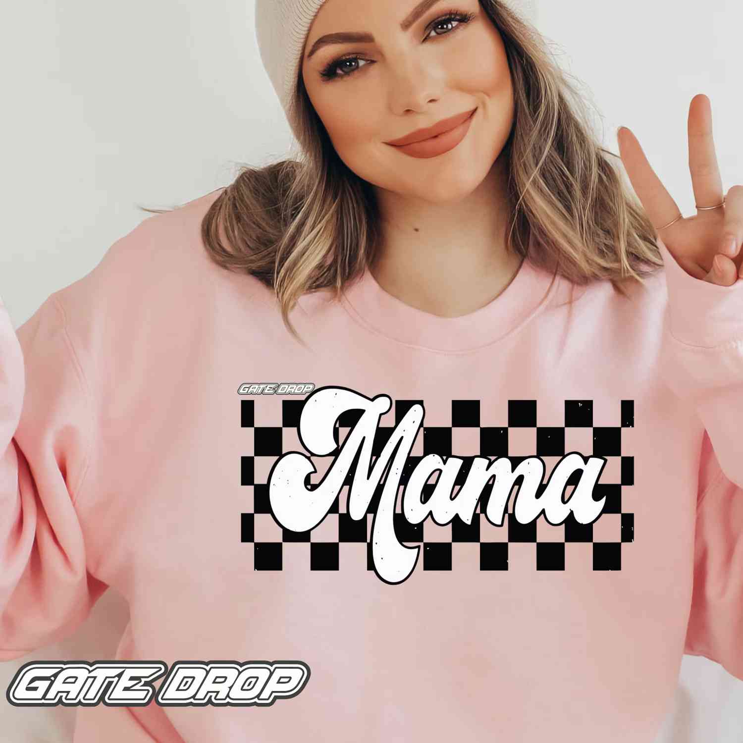 Vintage Race Mama Checkered Sweatshirt - Perfect for Moto Moms