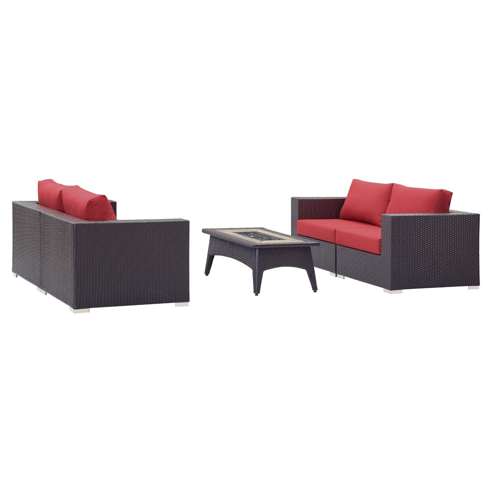 Modway Convene 5-Piece Outdoor Patio Furniture Set with Fire Pit