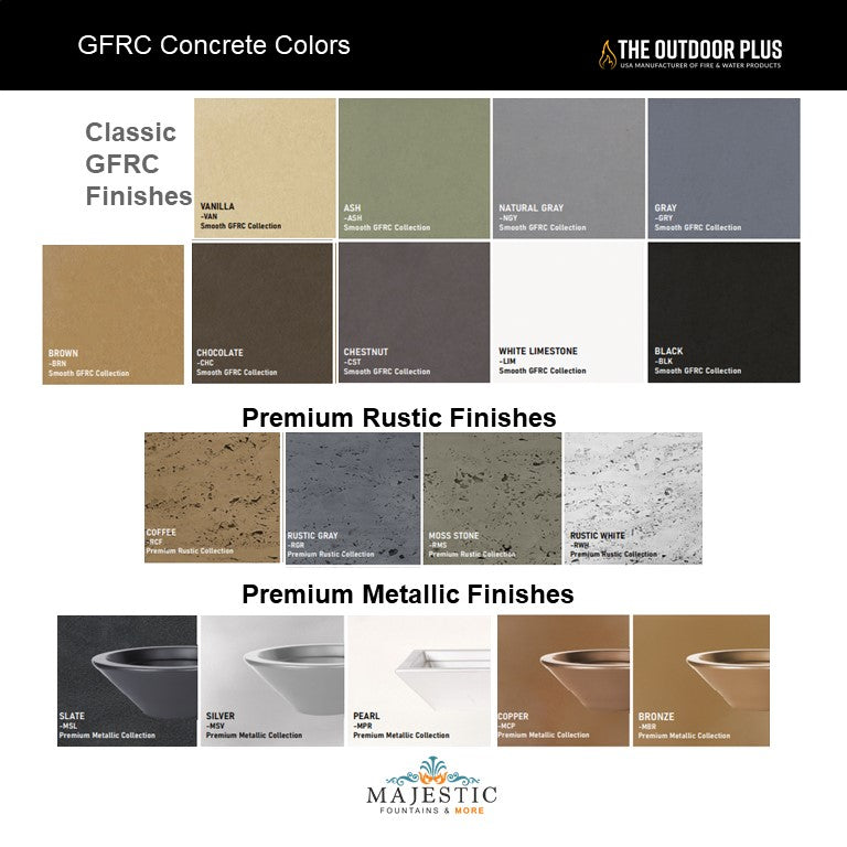 Premium GFRC Concrete Rectangle Fire Pit with Cover