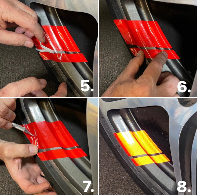 Reflective Wheel Hash Mark Decals - Customizable Colors for Ford Mustang