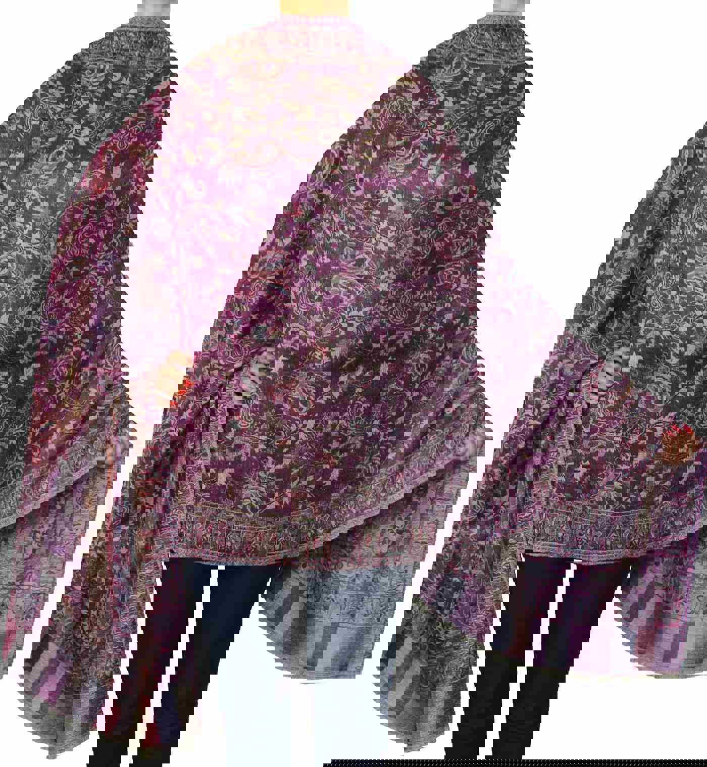 Handwoven Wool Paisley Shawl, Women's Fashion Accessory