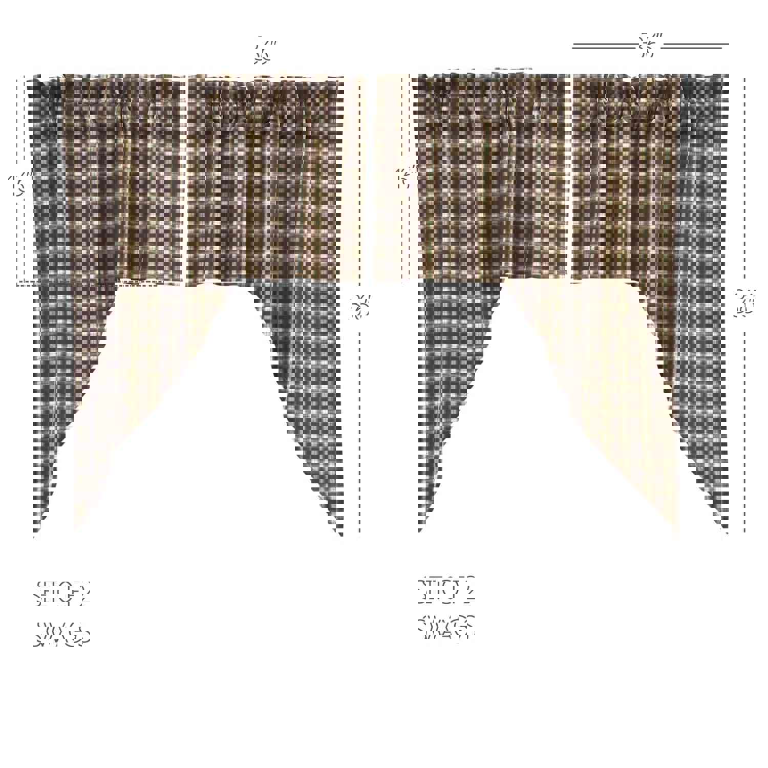 Elegant Rustic Window Swag Set with Traditional Plaid
