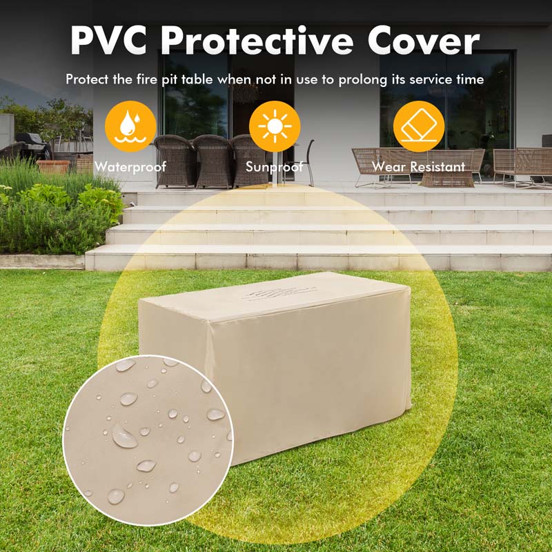 43-inch Outdoor Propane Gas Fire Pit Table with Elegant Wood Grain