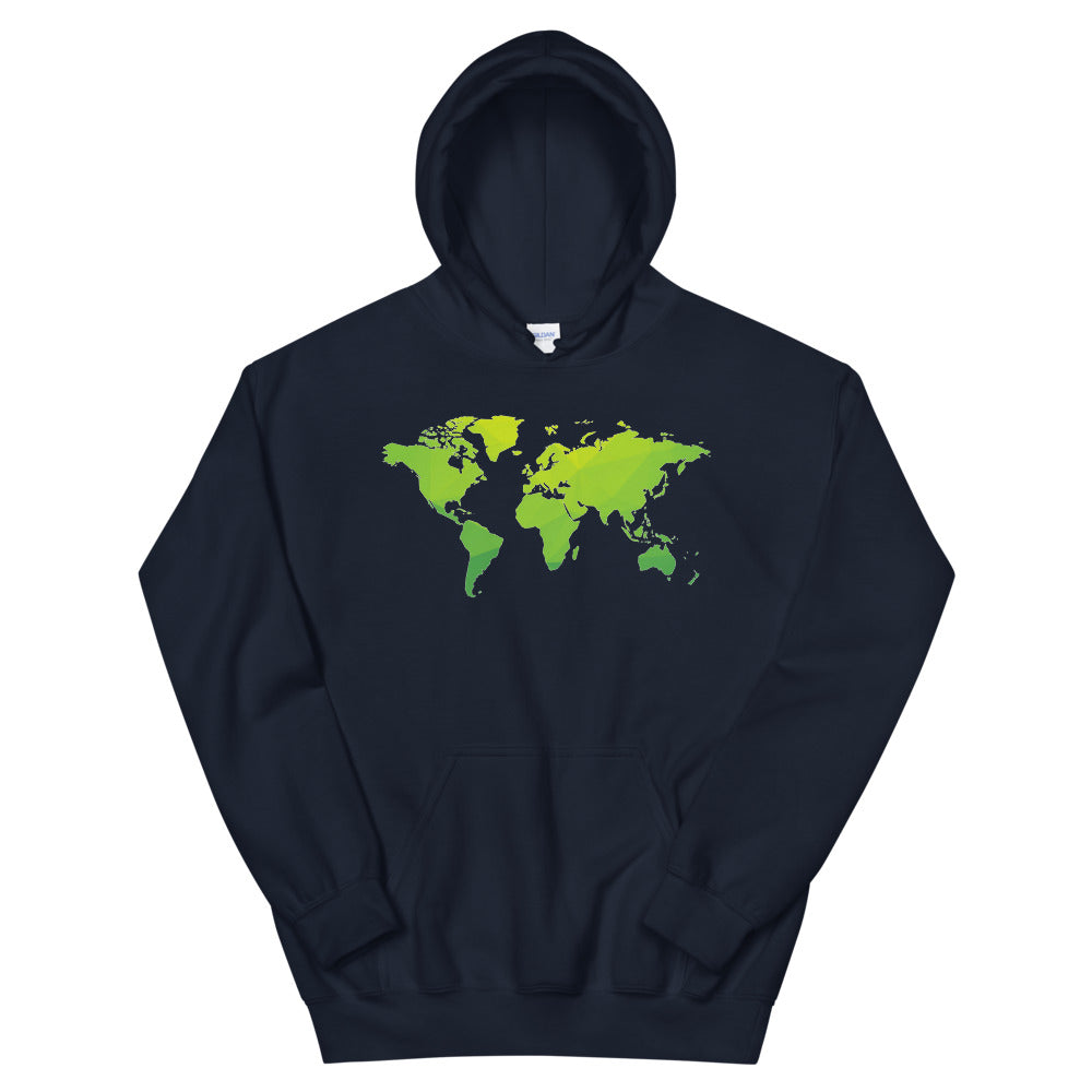 Cozy World Map-Printed Hoodie