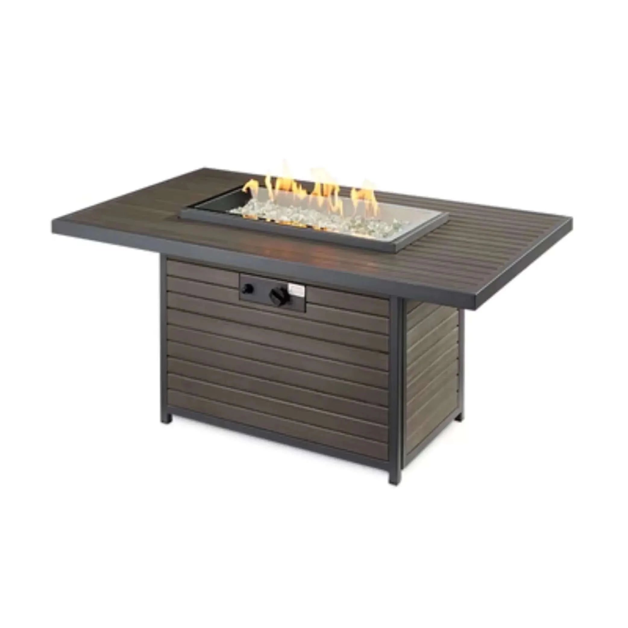 Elegant Outdoor Fire Pit Table with Taupe Composite Decking