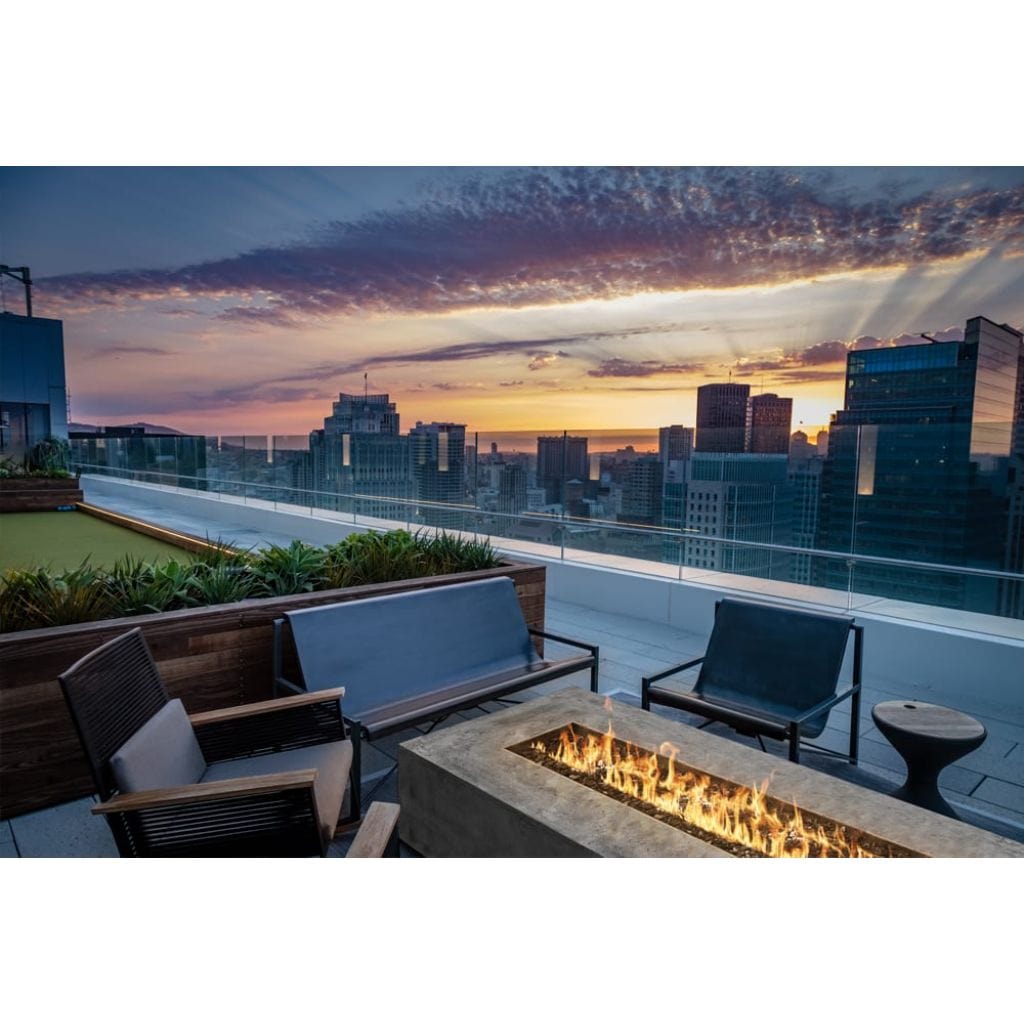 Prism Hardscapes 90" Ebony Tavola 6 Rectangular Concrete Natural Gas Fire Pit Table