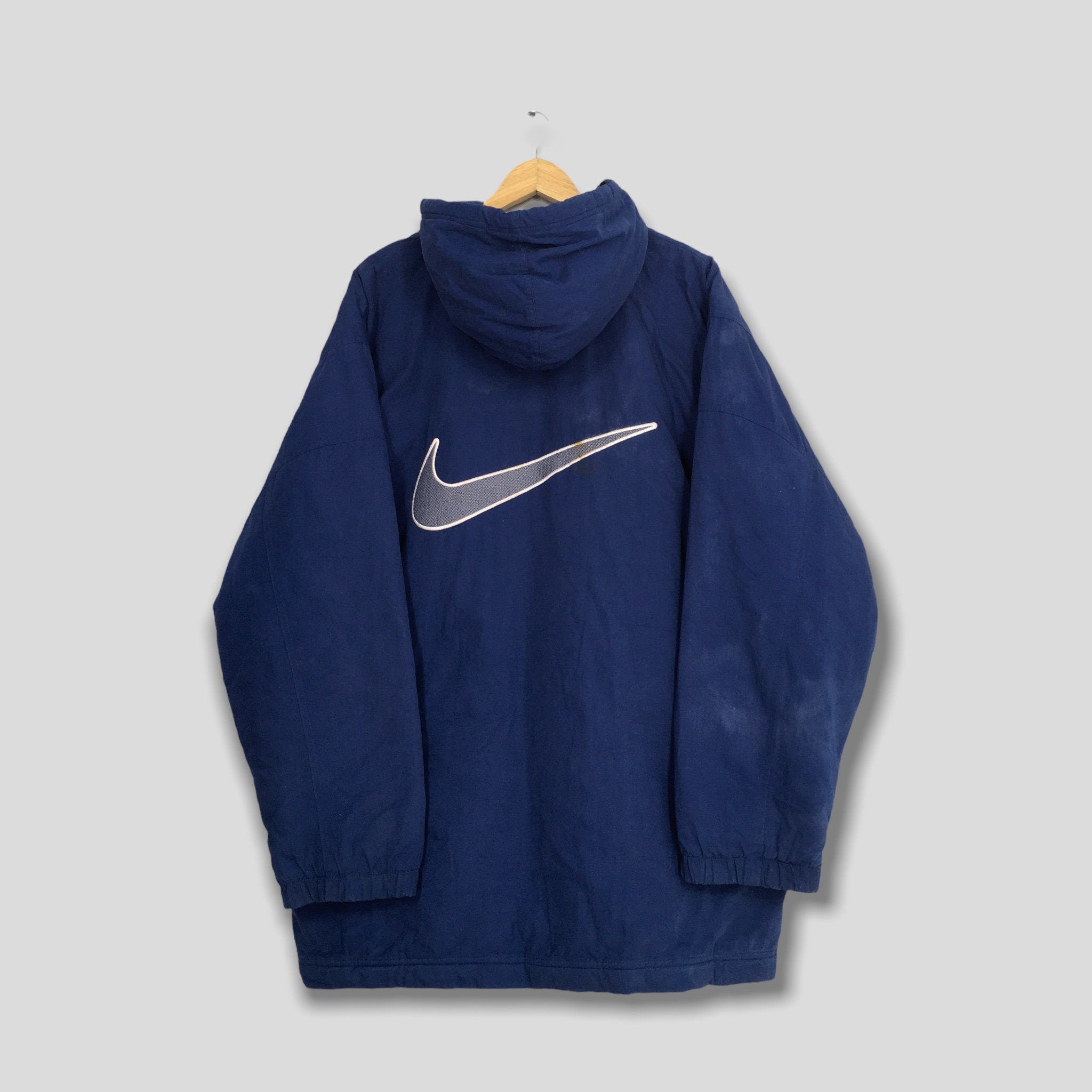 Vintage 90s Nike Parka Hoodie Jacket XL - Blue Swoosh Sportswear
