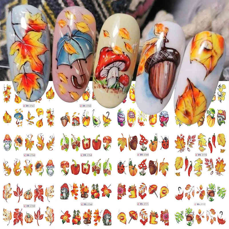 12 Designs Nail Stickers Set - Floral & Geometric Water Decals for Nail Art