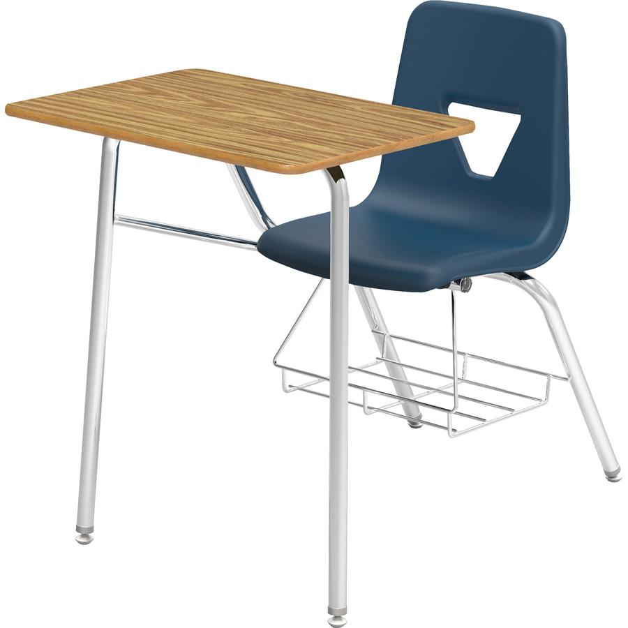 Durable Medium Oak Student Combo Desks with Storage