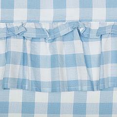 Elegant Blue Buffalo Check Ruffled Swag Curtains Set of 2