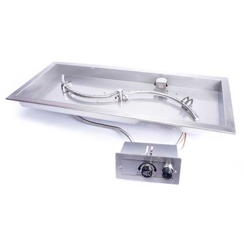 HPC Fire FPPK Push Button Flame Sensing Gas Fire Pit Kit with Rectangular Bowl Pan