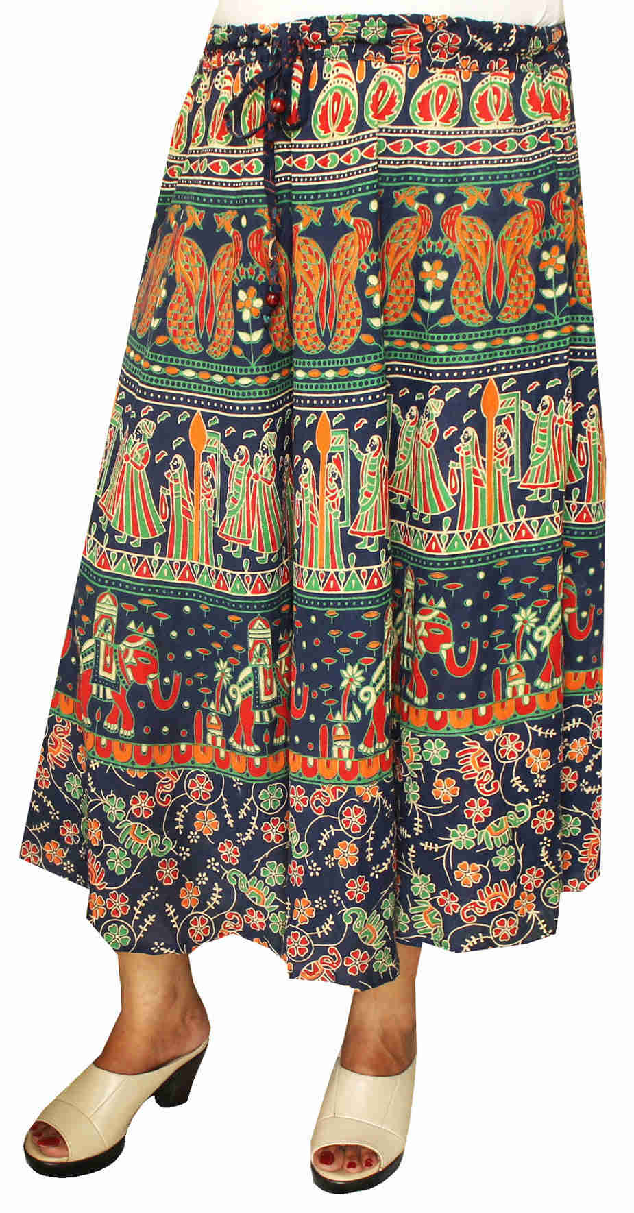 Ethnic Block Printed Cotton Women's Long Skirt