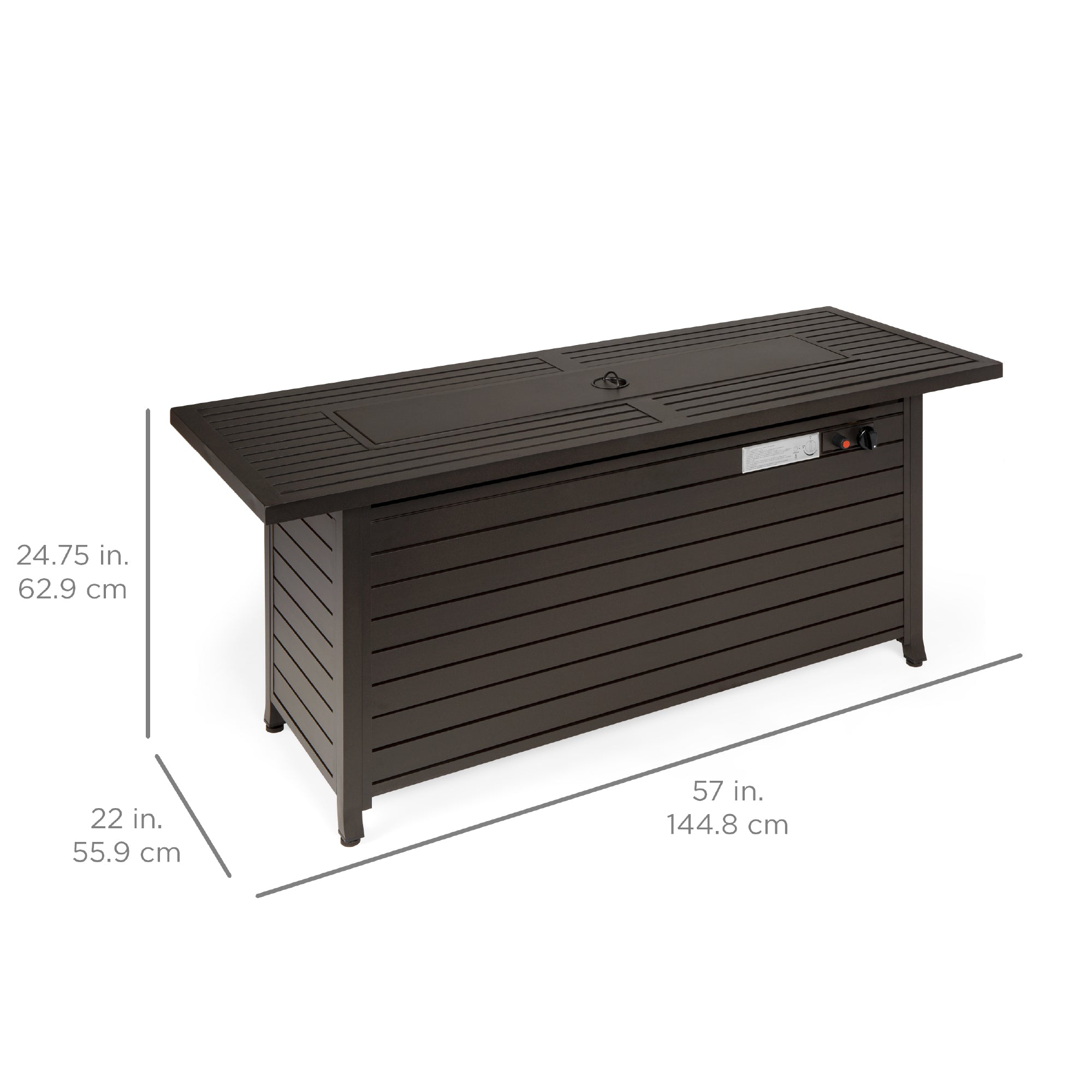 50,000 BTU Rectangular Propane Gas Fire Pit Table with Storage and Cover