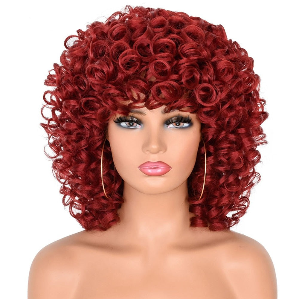 Stylish Short Curly Wine Red Wig for Daily Use and Cosplay