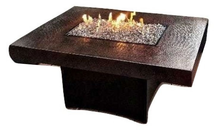 Hammered Copper Rectangle Fire Pit Table | Oriflamme Outdoor Heating