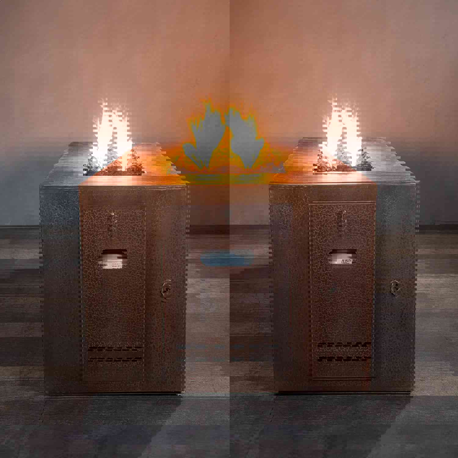 60 x 32 Moreno Copper Rectangle Gas Fire Pit with Hidden Propane Tank