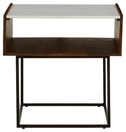 Elegant Mango Wood and Marble End Table