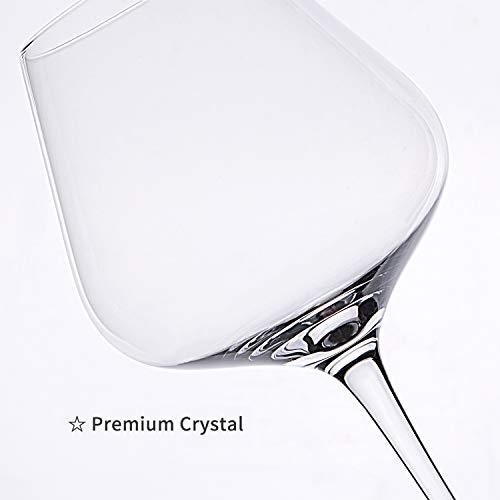 Elegant Handcrafted Burgundy Wine Glasses - Italian Style, Lead-Free Crystal Glass Set