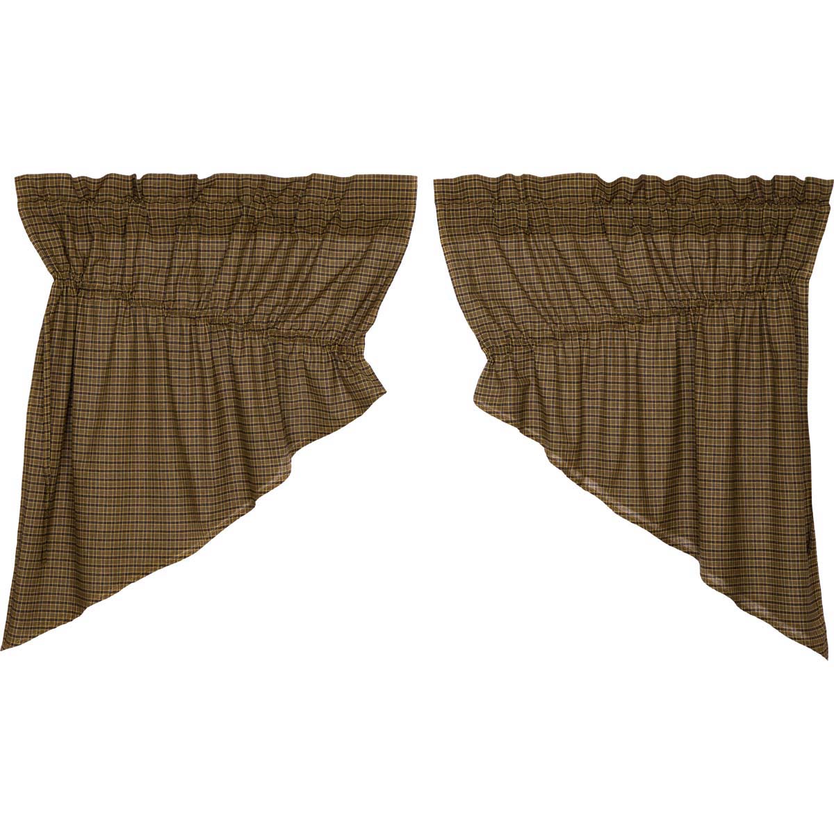 Elegant Country-Style Window Swag Set with Plaid Pattern