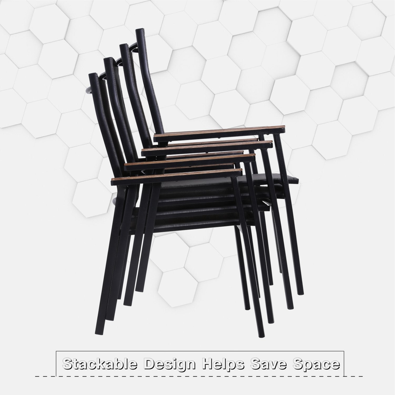 PHI VILLA Outdoor Dining Set with Textilene Chairs & Adjustable Table