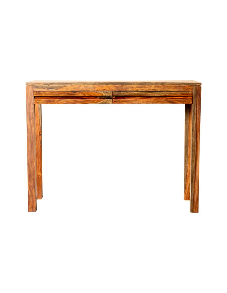 Elegant Sheesham 2-Drawer Console Table in Warm Chestnut