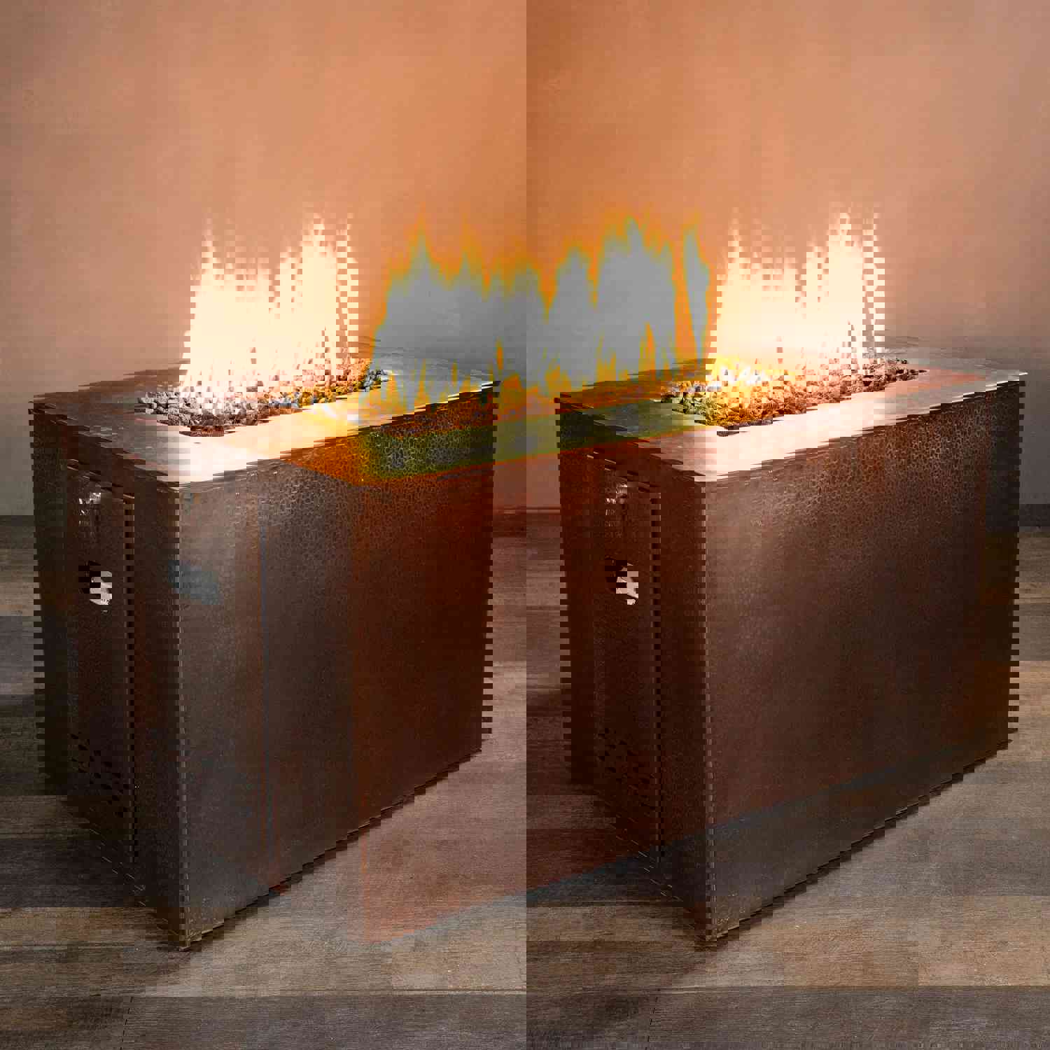 48 x 32" Moreno Copper Rectangle Gas Fire Pit with Hidden Propane Tank