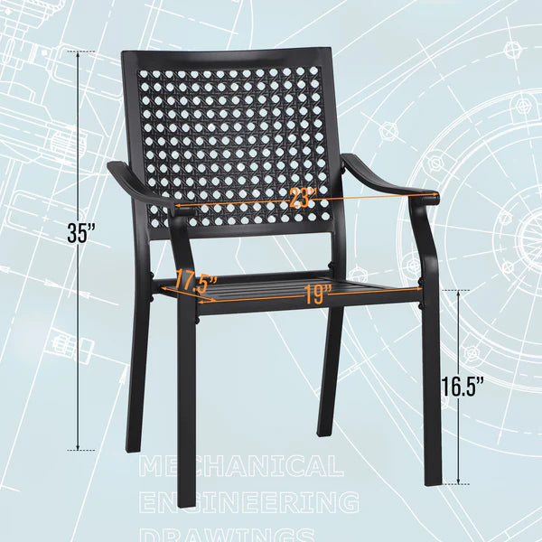 PHI VILLA 8-Piece Outdoor Dining Set with 13ft Umbrella, Metal Table & Chairs