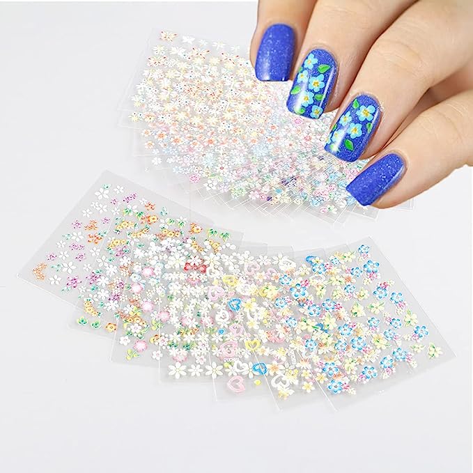 30pcs 3D Floral Nail Art Stickers, Spring/Summer Daisy Designs for DIY Nail Art