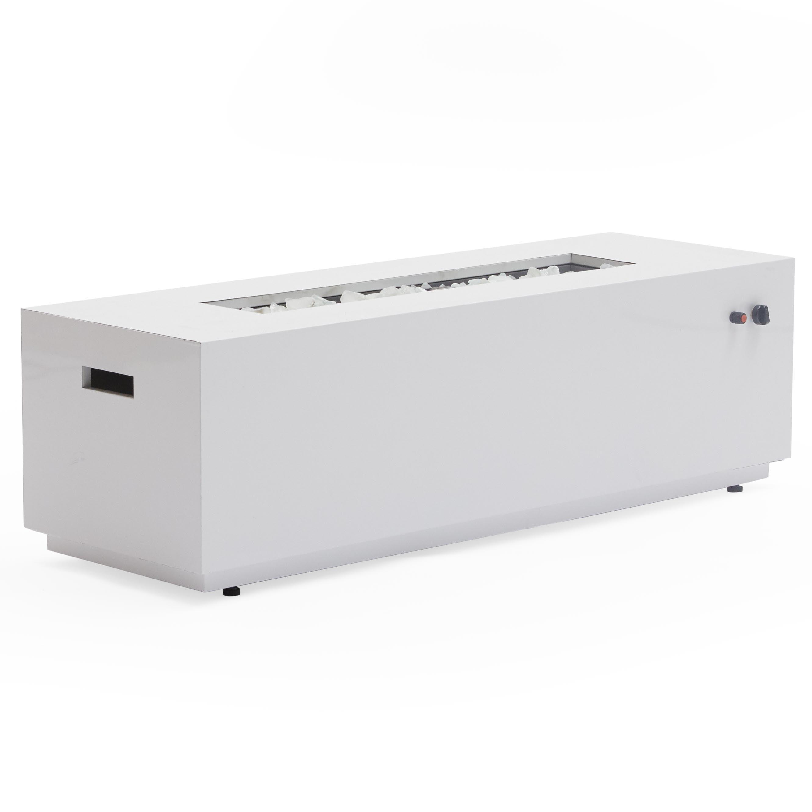 MoDRN Glam White 60 Rectangle Gas Fire Pit - Modern Outdoor Heating