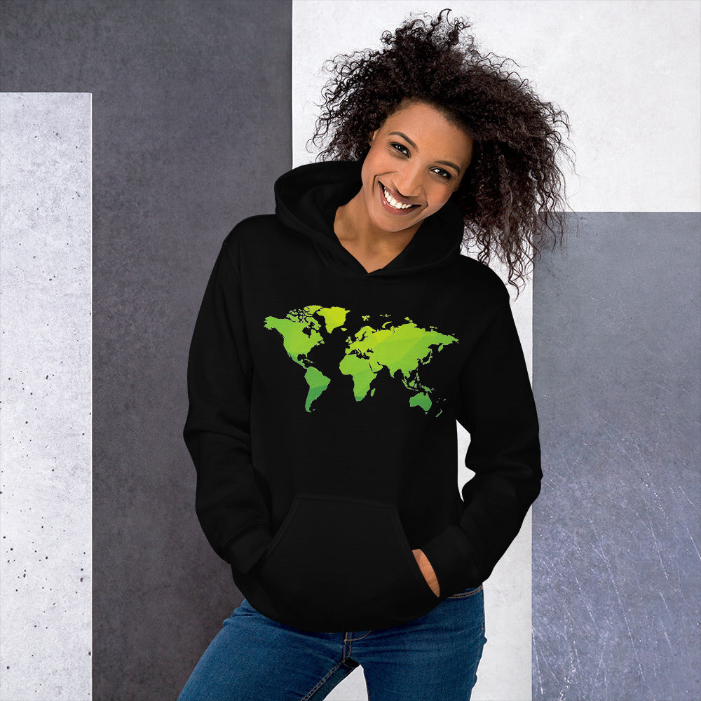 Cozy World Map-Printed Hoodie
