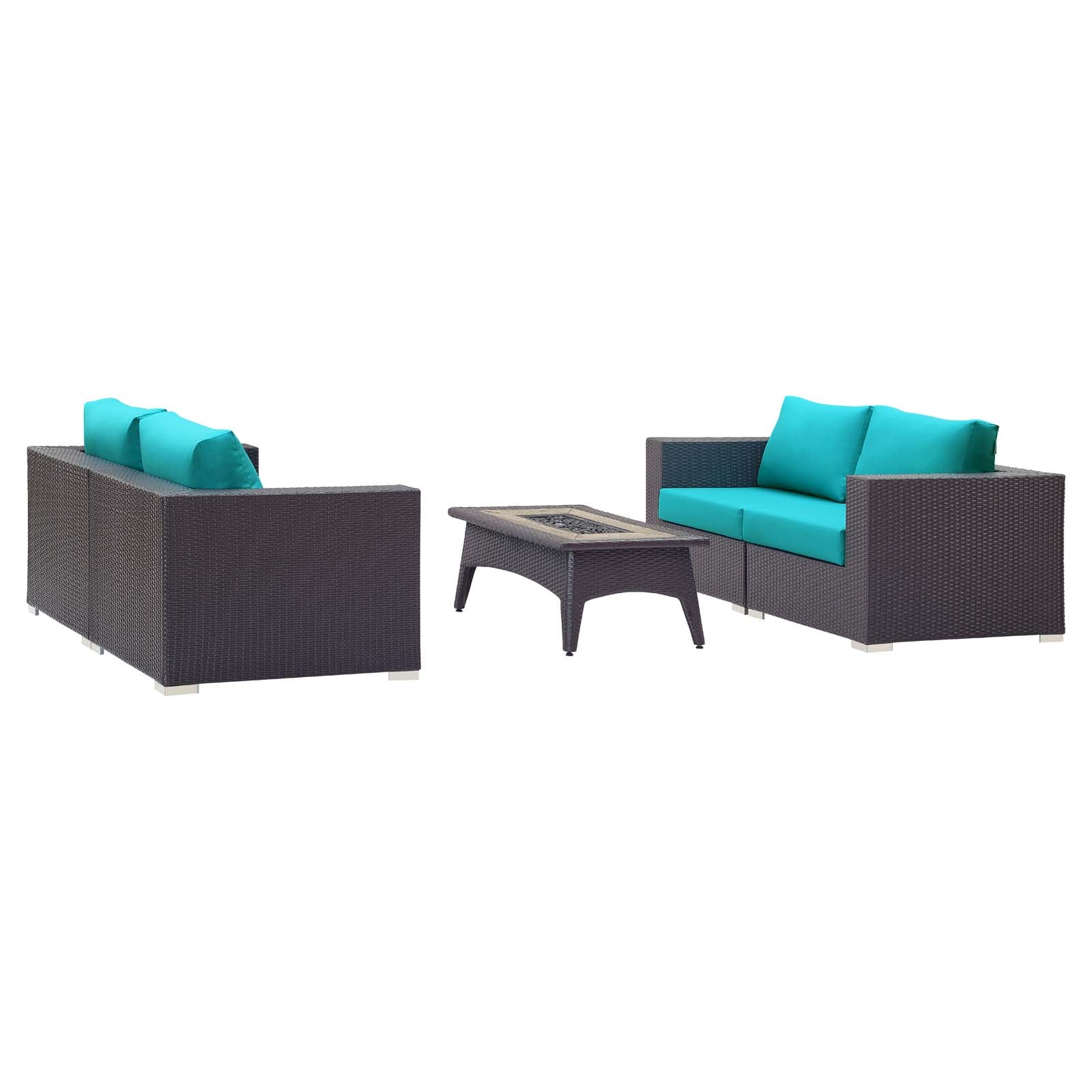 Modway Convene 5-Piece Outdoor Patio Furniture Set with Fire Pit