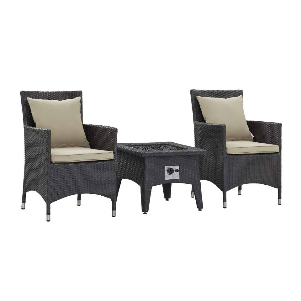 Modway Convene 3 Piece Outdoor Patio Set with Fire Pit