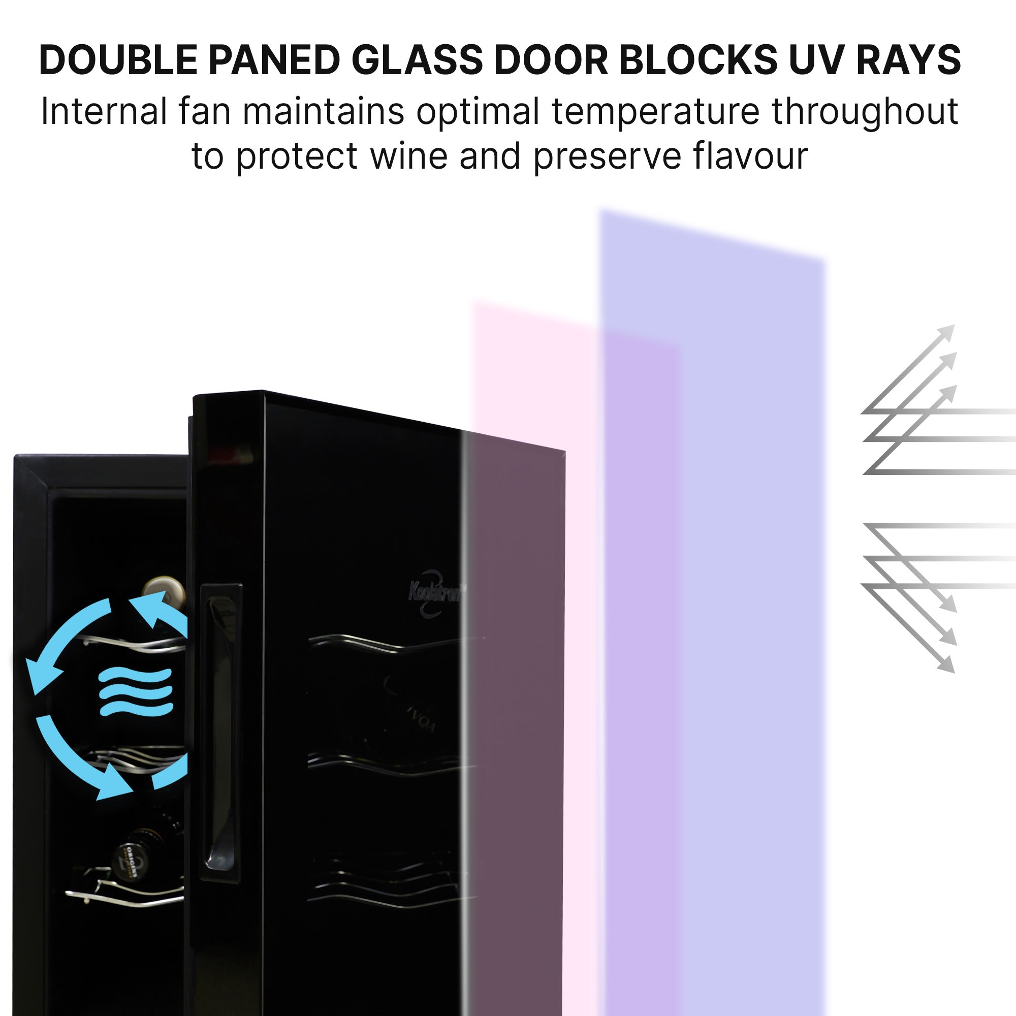 Koolatron 24-Bottle Dual Zone Wine Cooler, Black Thermoelectric Wine Fridge