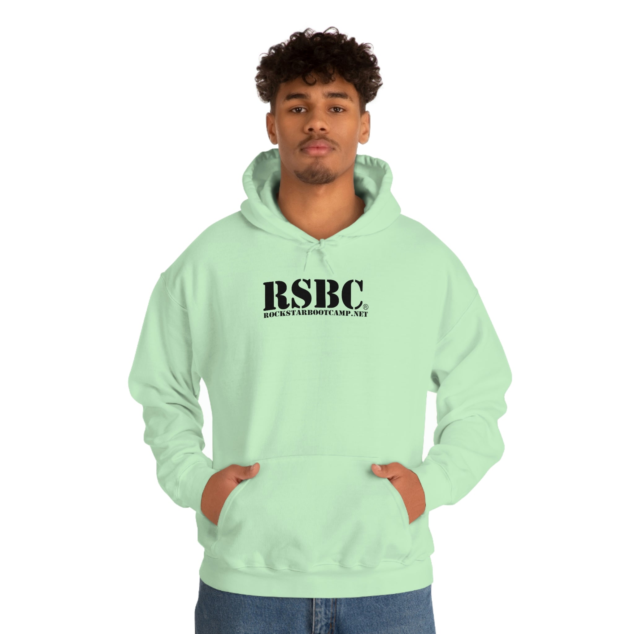RSBC Unisex Heavy Blend Hoodie - Mint with RSBC Letters & Embraced Black