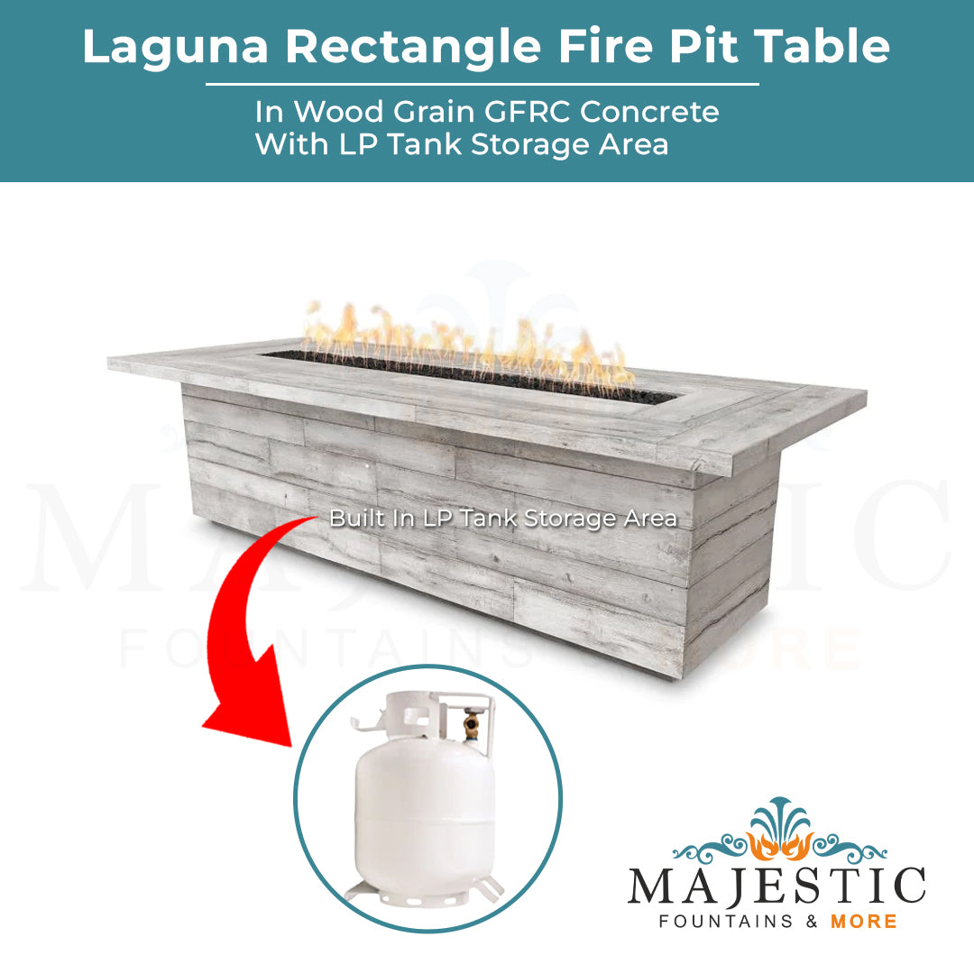Luxury Woodgrain Concrete Fire Pit Table with Cover