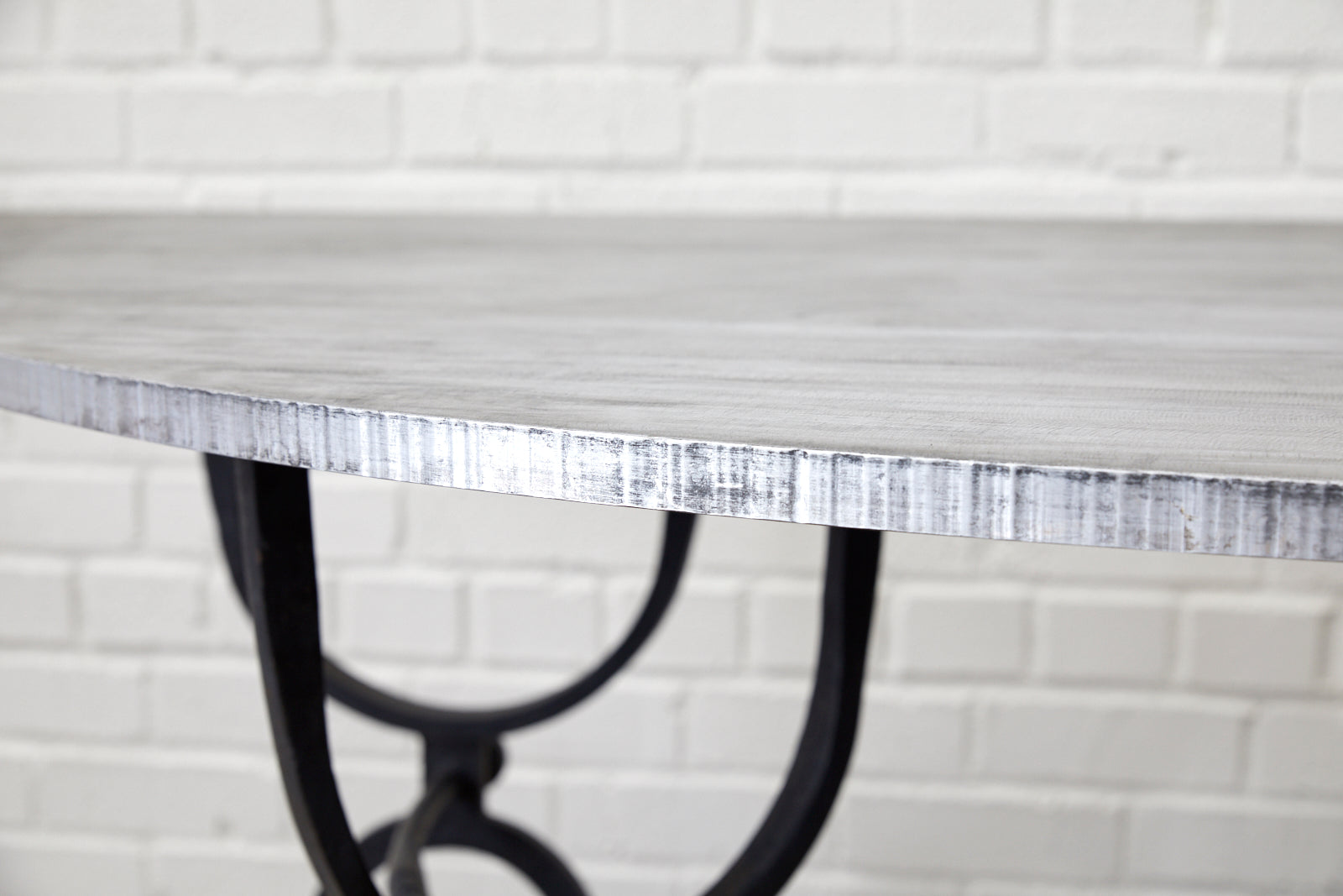 Elegant Italian Demilune Console Table with Steel Top