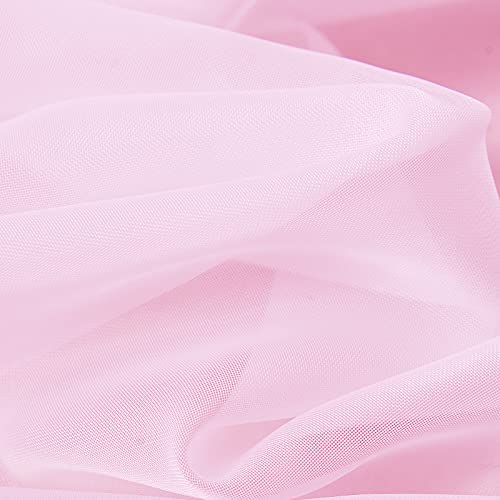 Popuid Pink Swag Window Sheer Voile Ascot Valance with Tassel Beads