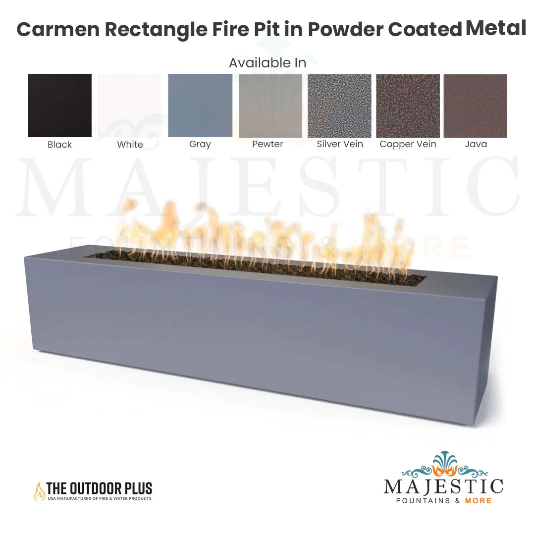 Outdoor Plus Carmen Rectangle Fire Pit with Powder Coated Steel and Free Cover