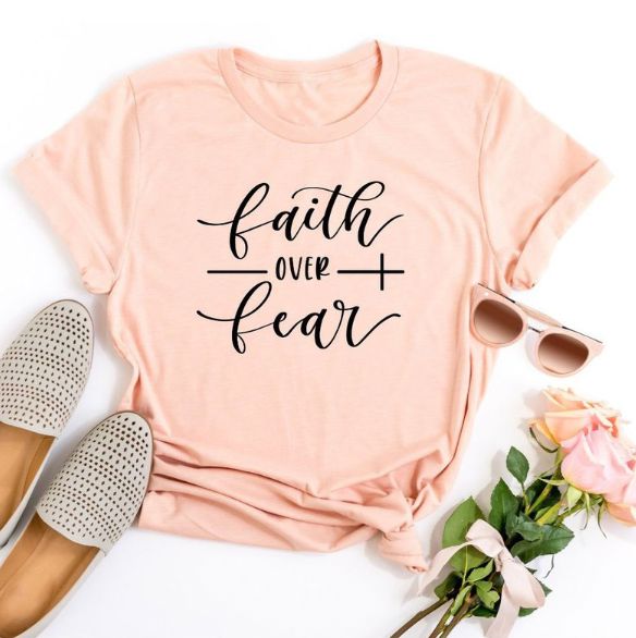 Faith Over Fear Women's Milk Fiber Casual T-Shirt