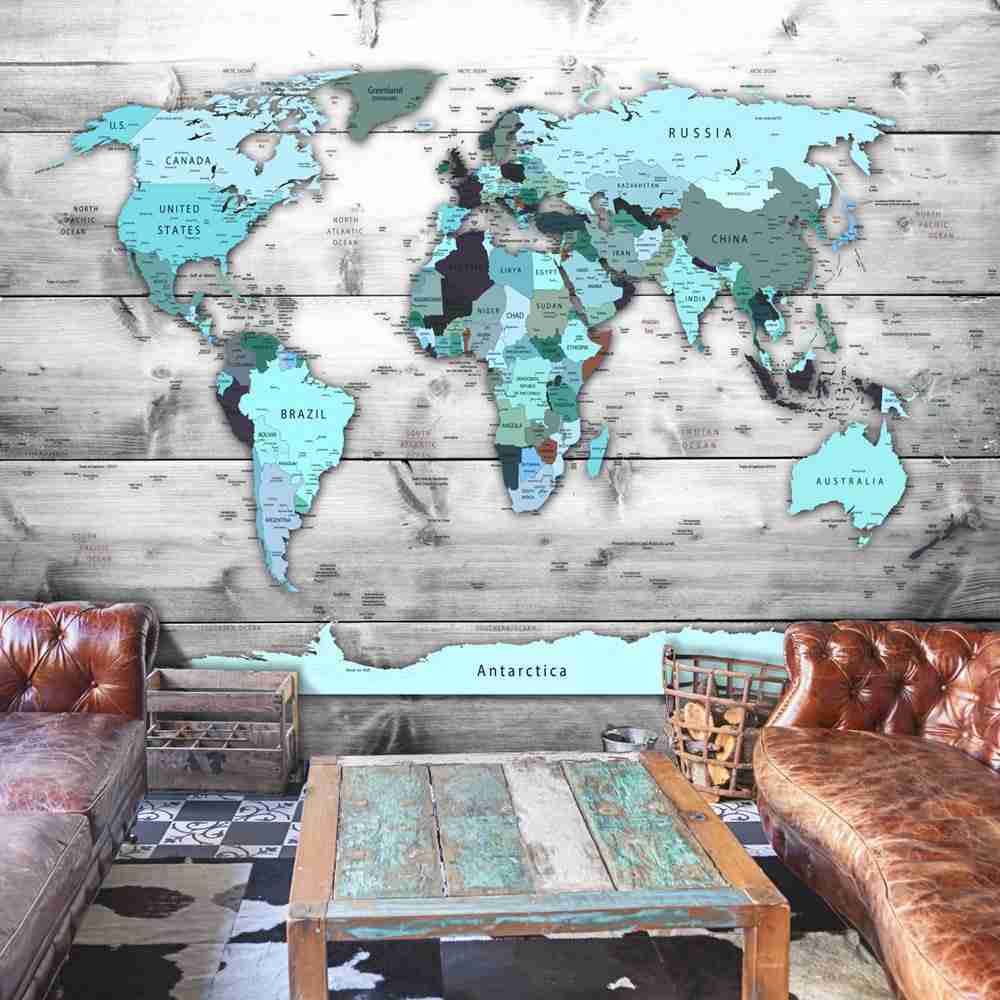 World Map Peel & Stick Wall Mural - Blue Global Adventure