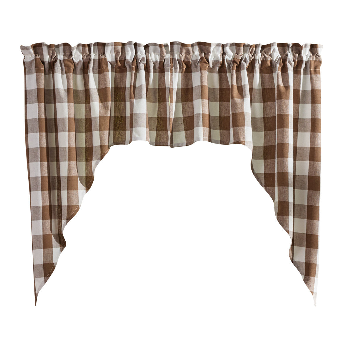 Wicklow Swag Curtains Set, 72"W x 36"L, Brown and Cream