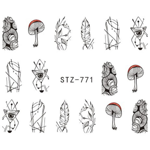 Elegant Black and White Nail Art Water Decal