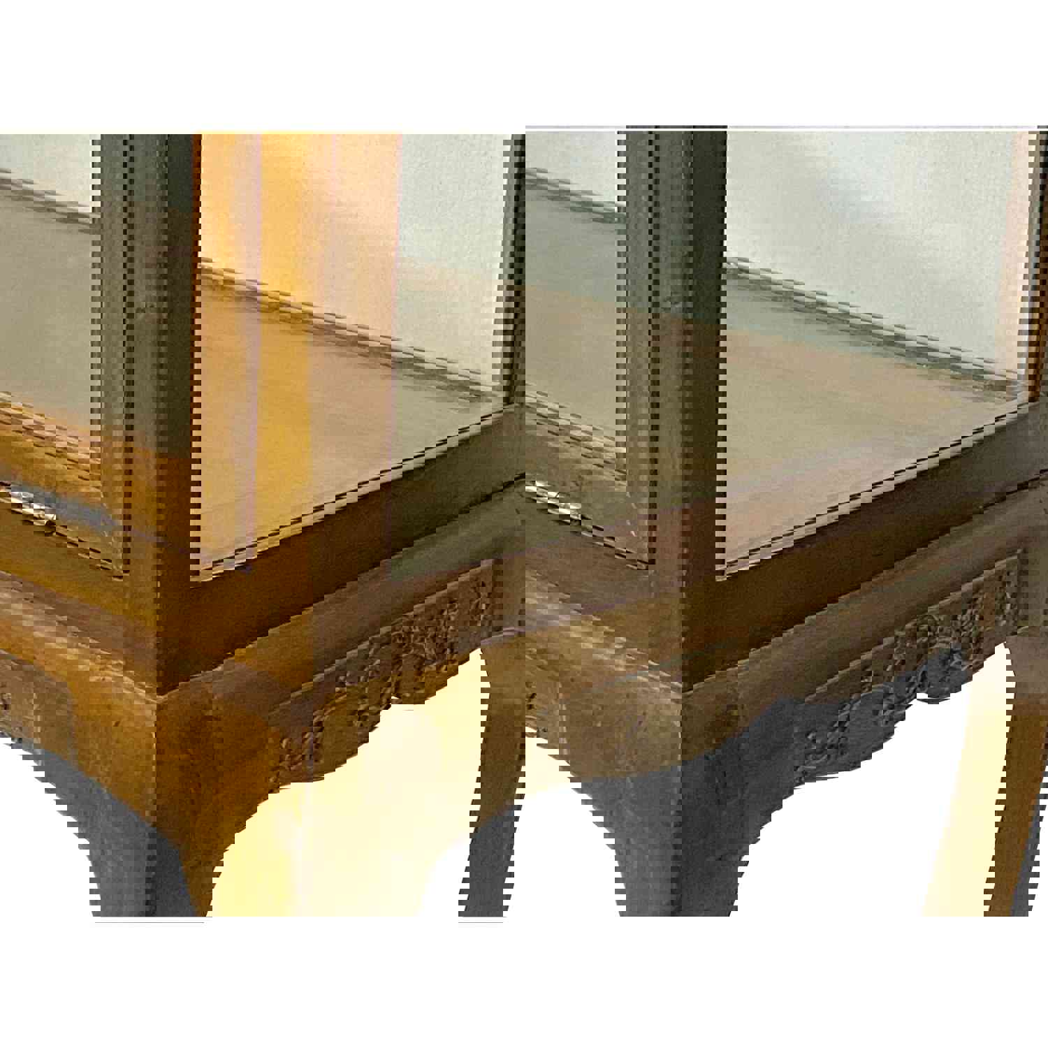 Elegant Oriental Craw Legs Glass Top Console Table