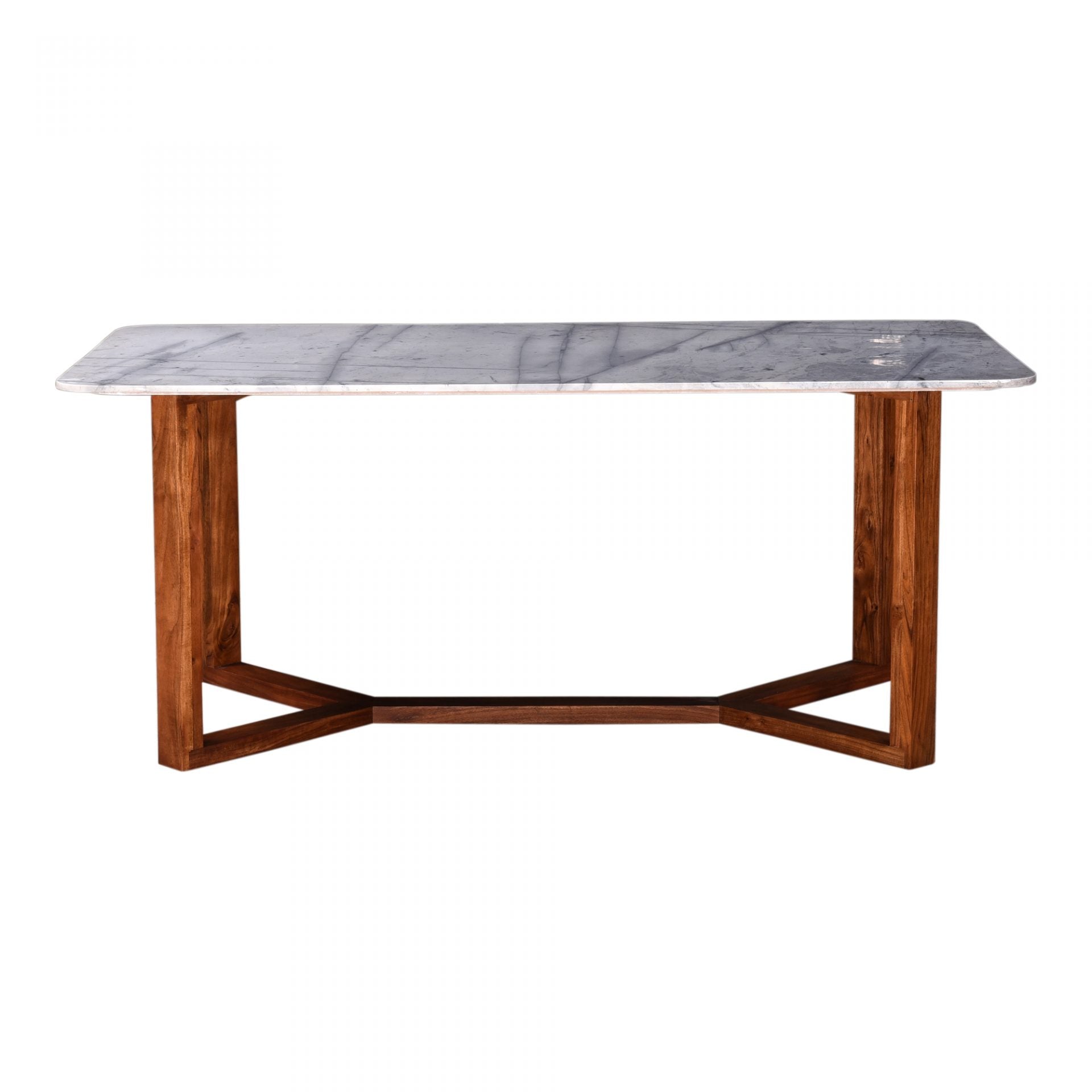 Elegant Acacia Wood Rectangular Dining Table with White Marble Top
