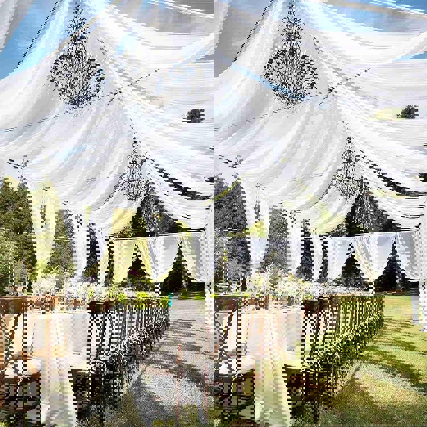 Elegant White Chiffon Wedding Ceiling Drapes