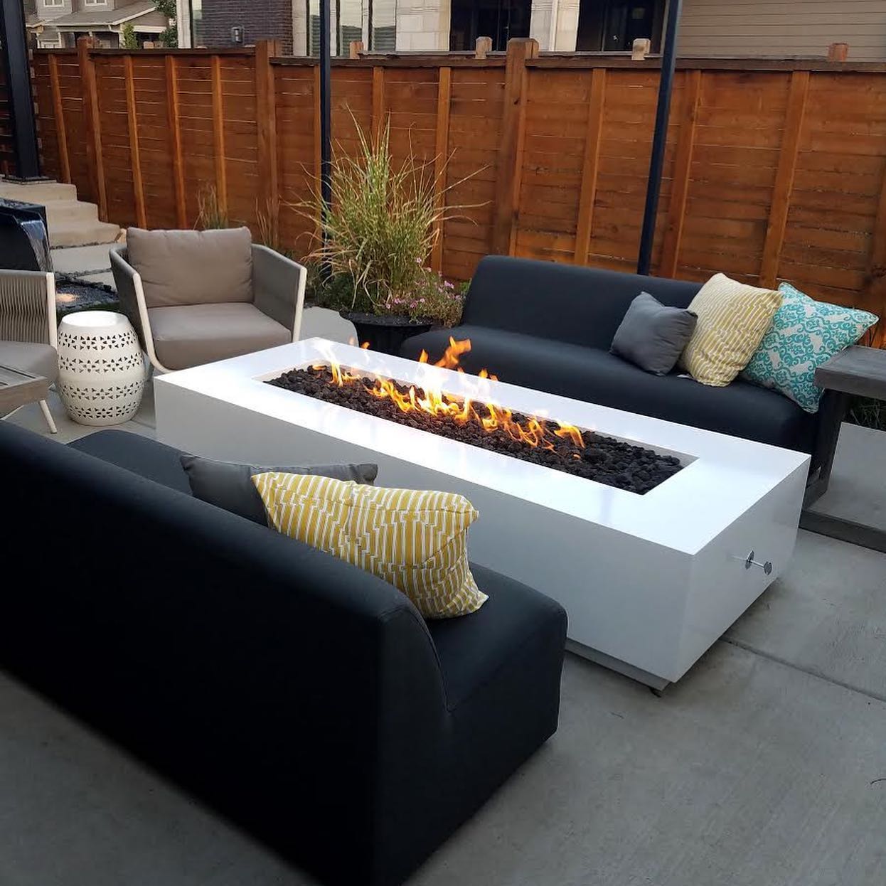 Contemporary Outdoor Plus Coronado Rectangle Fire Pit with Powder Coated Metal and Free Cover