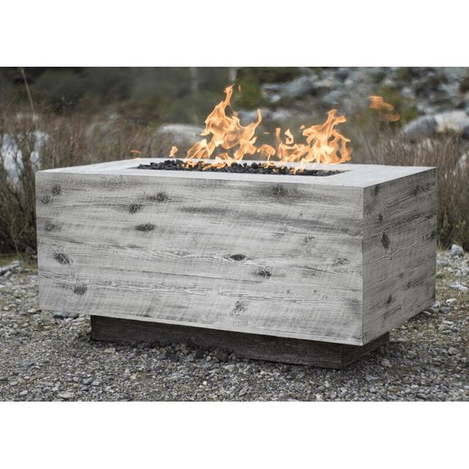 Elegant Wood Grain Concrete Fire Pit with Cover